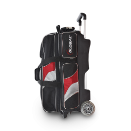 900 Global Black/Red/Silver Deluxe 3 Ball Roller Bowling Bag